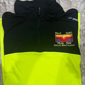 Brooks Neon Yellow and Black Trail Run Pullover